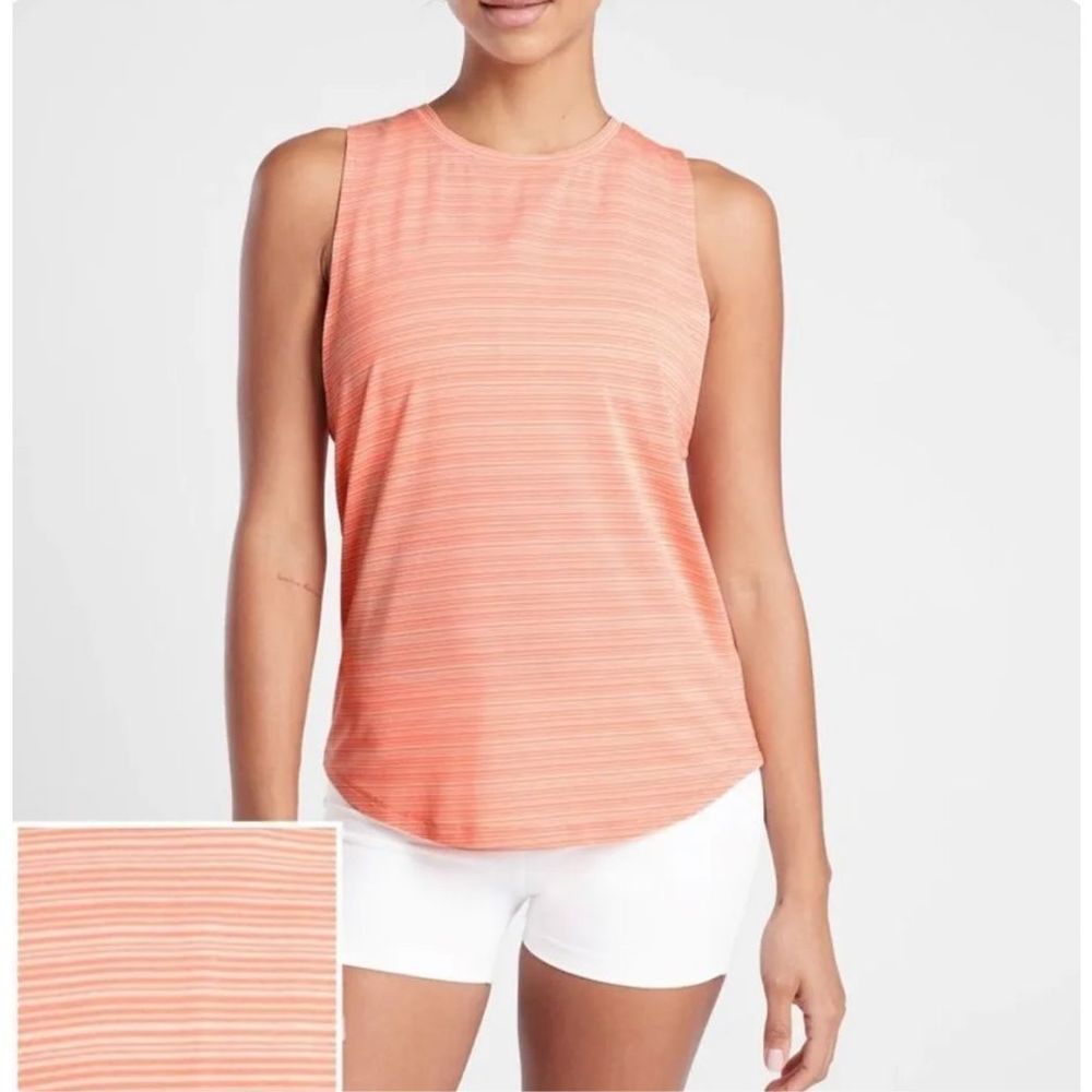 Athleta Cloudlight Striped Muscle Tank Orange/Peach Size Medium